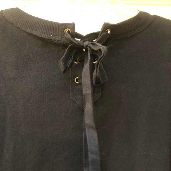 Navy sweater with lace tie up on back - Picture 5 of 7